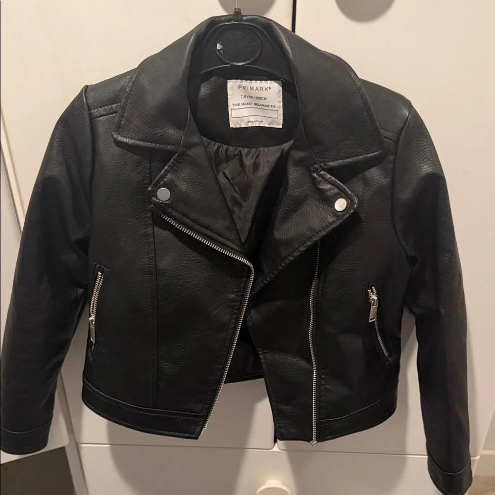Girls Black Faux Leather Jacket